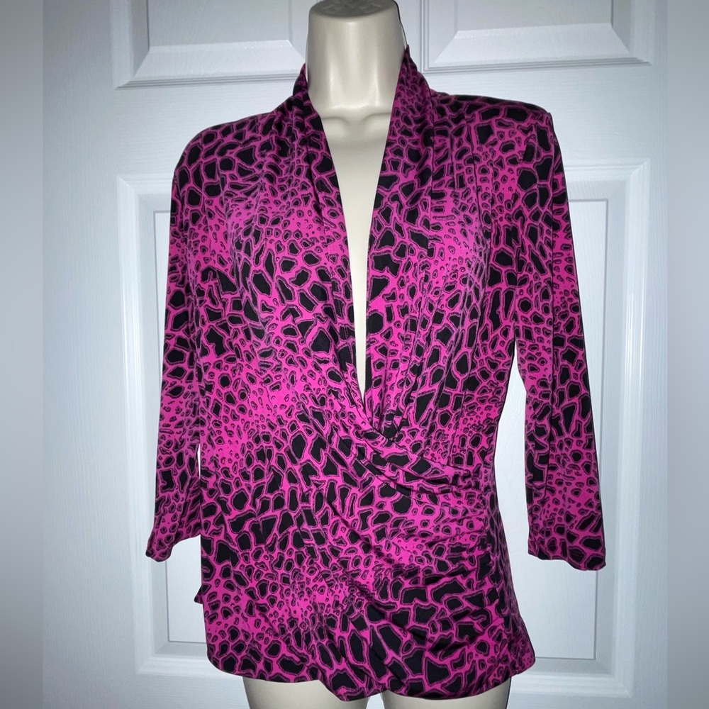 Chaus Women's Pink Animal Print Shirt - M